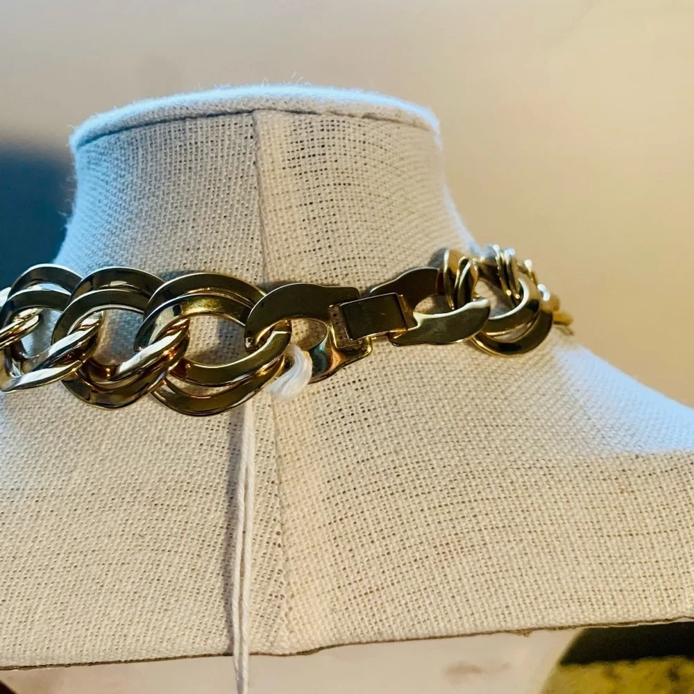 Vintage Flat Double Link Gold Chain Necklace - Picture 4 of 4